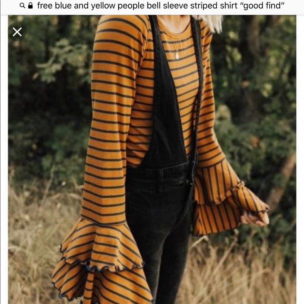 Free People bell sleeve striped shirt WORN ONCE